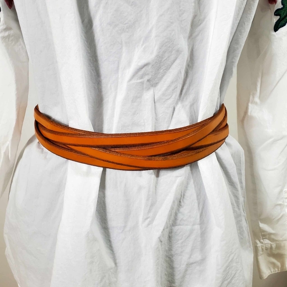 NWOT-Vintage 90's Woven Braided Leather Belt Preppy Brown - Picture 6 of 11